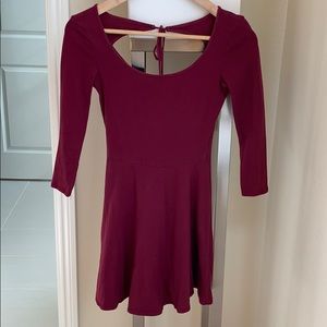 American Eagle Maroon Open Back Skater Dress XXS